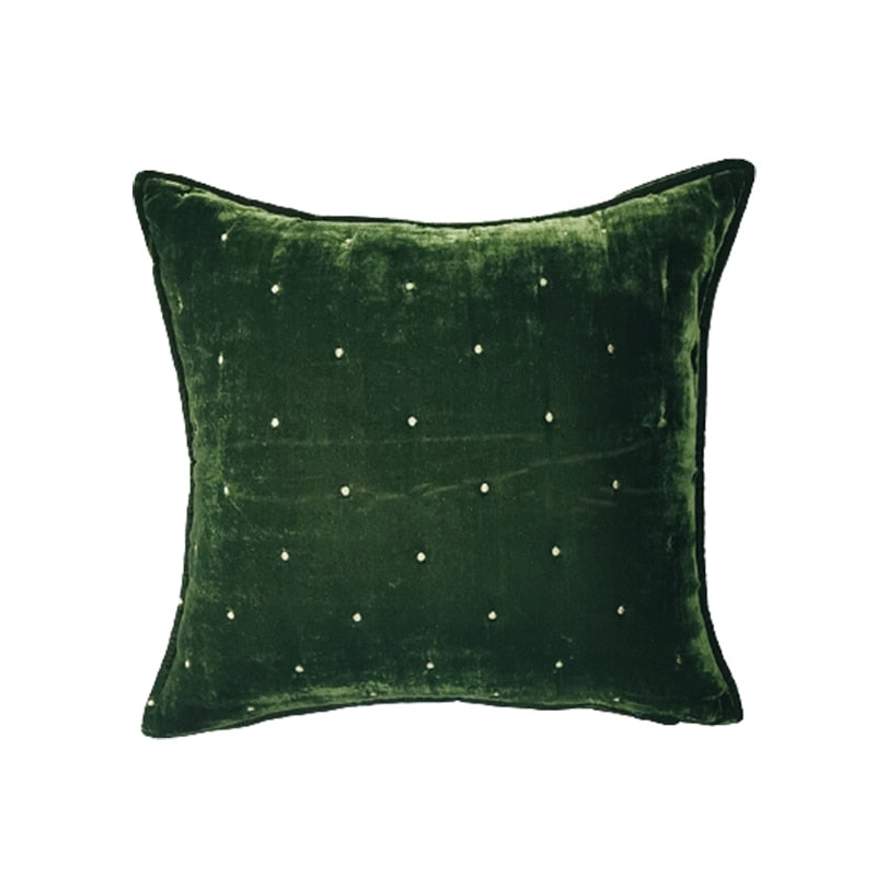 Retro Velvet Throw Pillow Case Caramel Dark Green