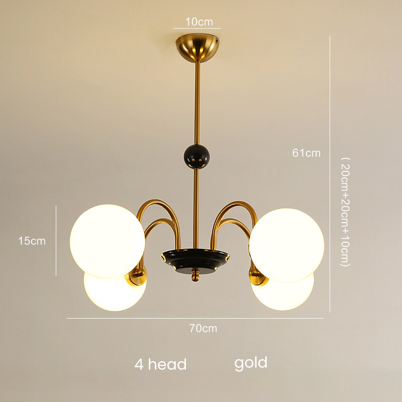 Retro Nordic Gold Classic 5 Heads Chandelier