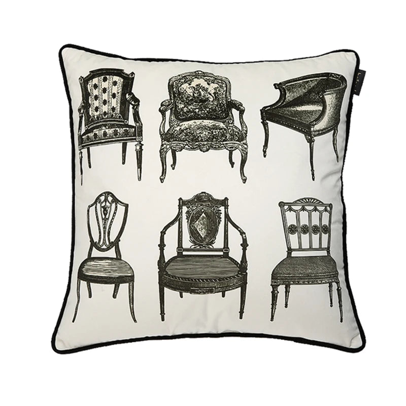 Morandi Chairs Printed Throw Pillow Case