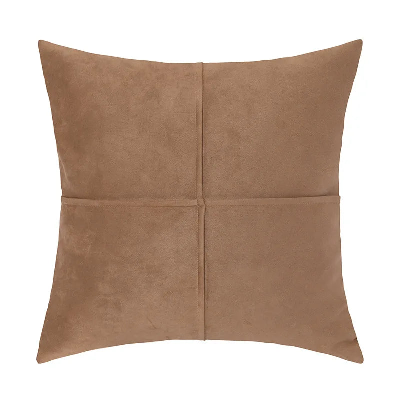 Patchwork Faux Suede Throw Pillow Case