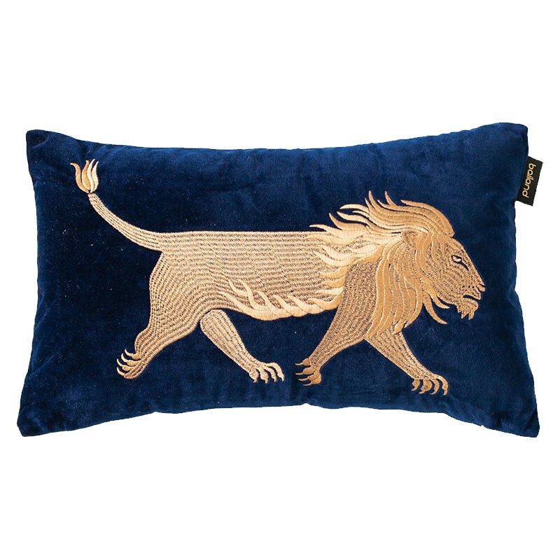 Strong Lion 3D Bronzing Embroidery Decorative Pillow Case