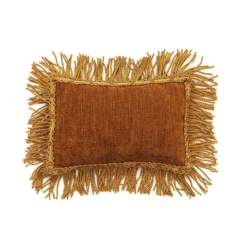 Retro Luxury Lumbar Pillow Case Fringed