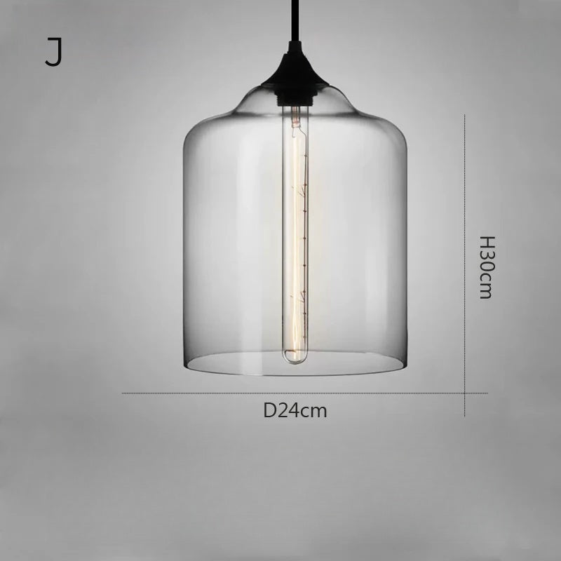 Nordic Simple Clear Glass Pendant Lights, Black