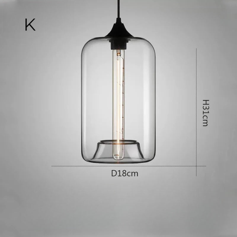 Nordic Simple Clear Glass Pendant Lights, Black