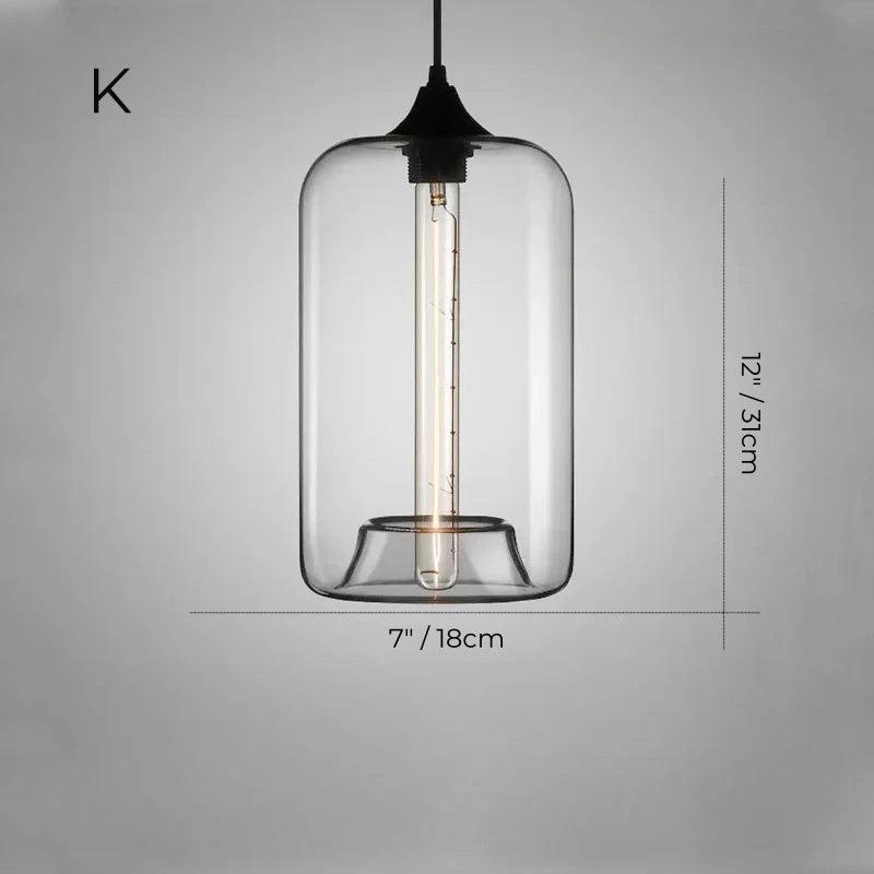 Nordic Simple Clear Glass Pendant Lights, Black