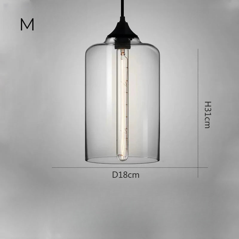 Nordic Simple Clear Glass Pendant Lights, Black