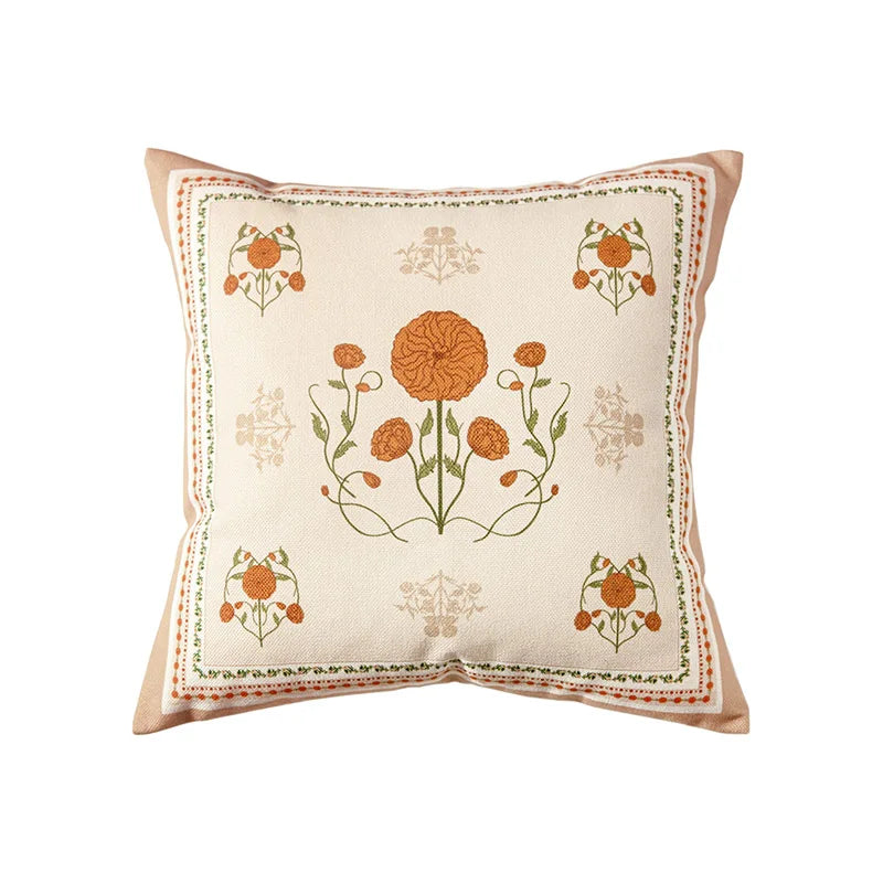 Retro Floral Throw Pillow Case