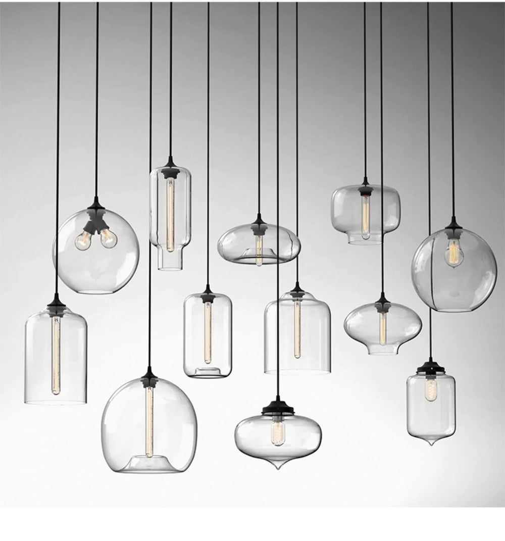 Nordic Simple Clear Glass Pendant Lights, Black