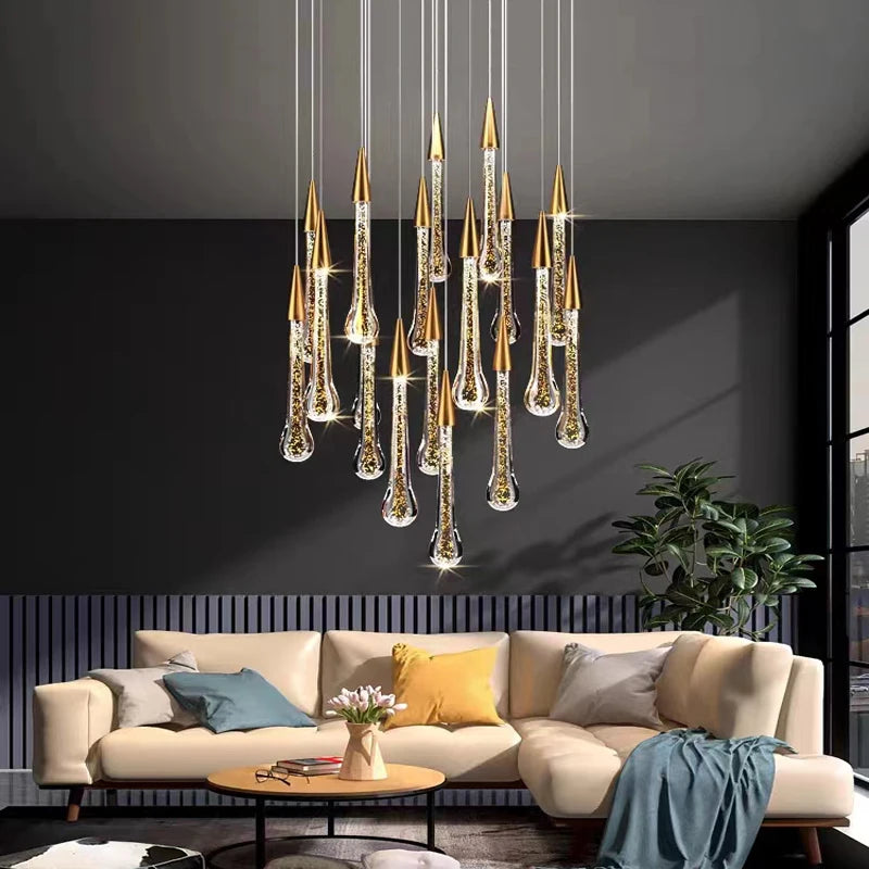 Modern Crystal Raindrop Pendant Light