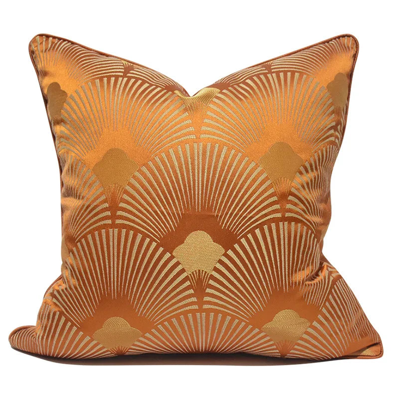 Fan Shaped Jacquard Throw Pillow Case