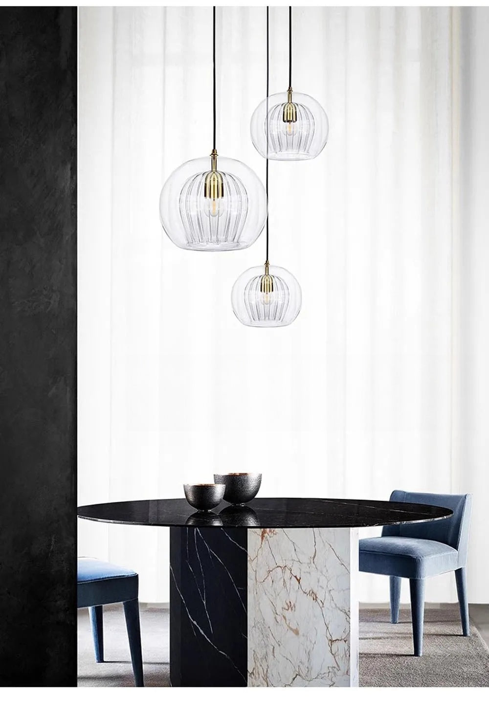 Pristine Dome Liner Glass Pendant Lights