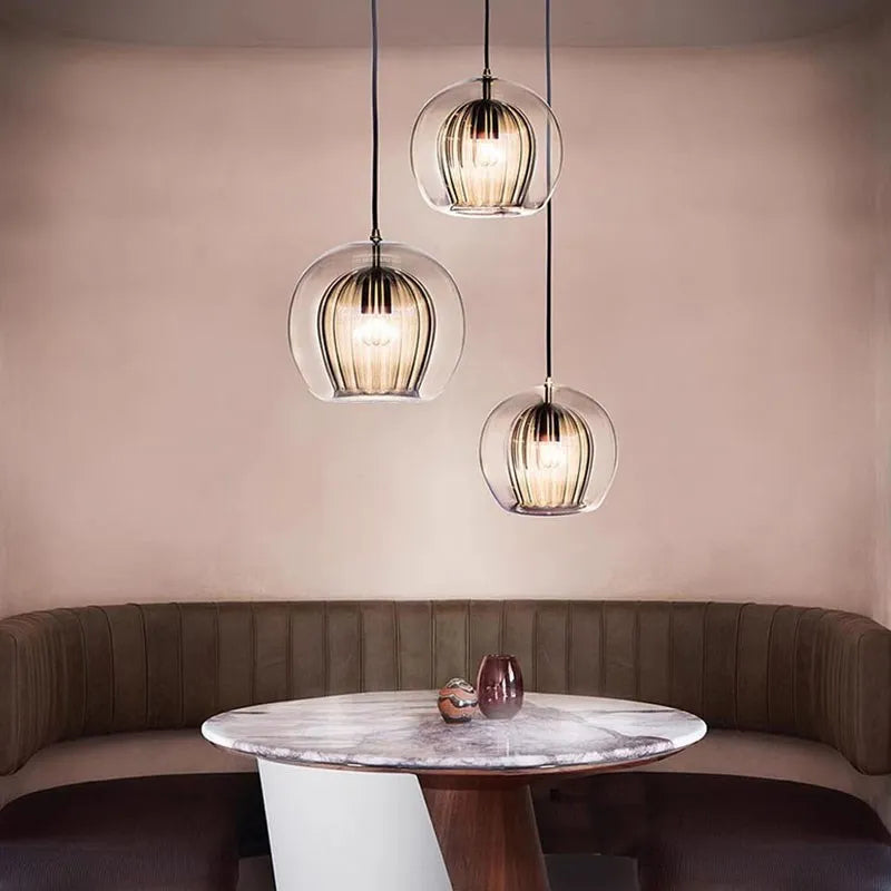 Pristine Dome Liner Glass Pendant Lights