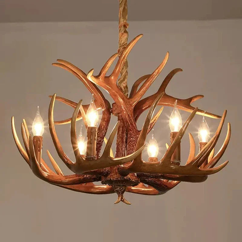 Rustic Deer Horn Ceiling Light