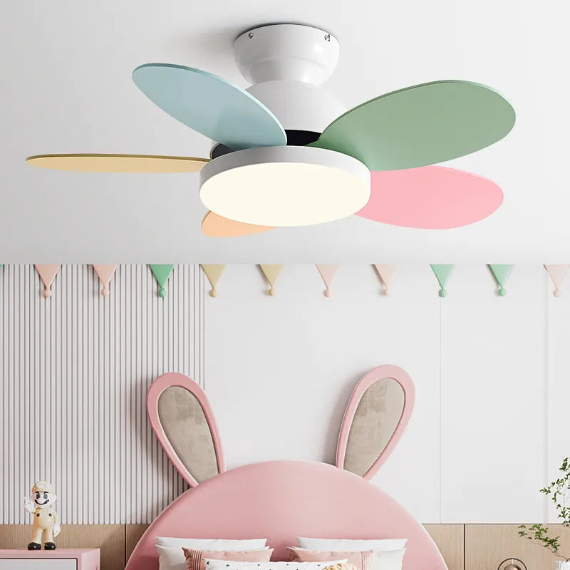 Remote-Controlled Colorful Chandelier Fan for Kids' Bedrooms