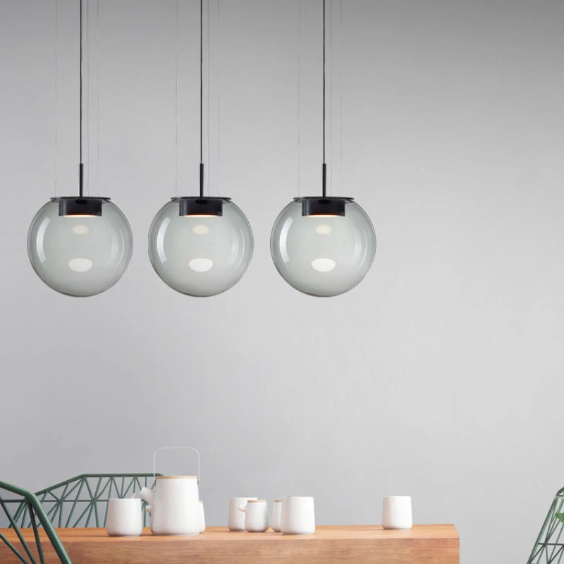 Modern Minimalist Gray Glass Pendant Light