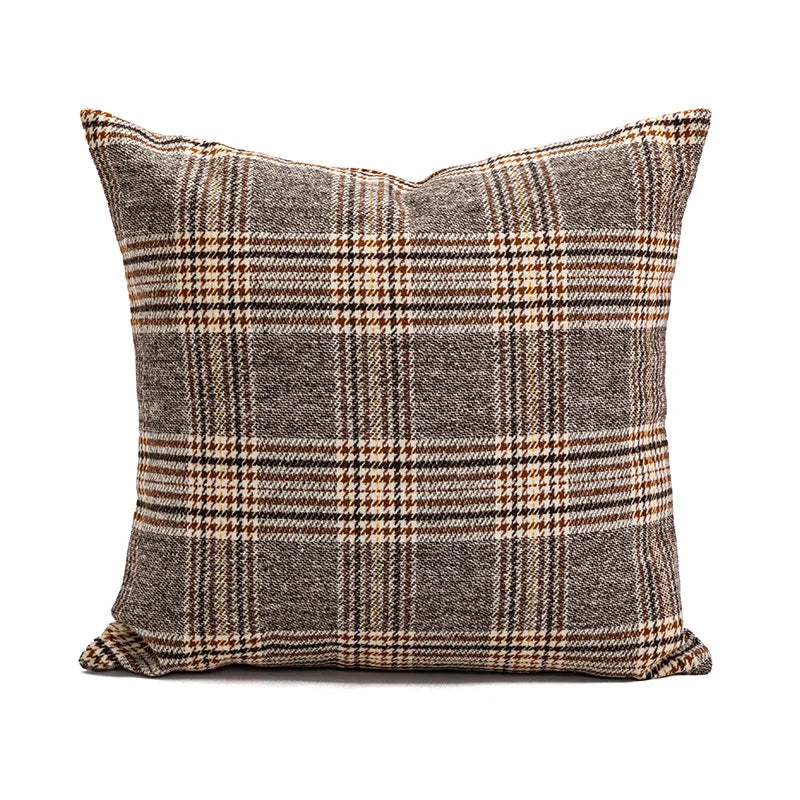 Cream Beige Brown Coffee Throw Pillow Case with Stripes