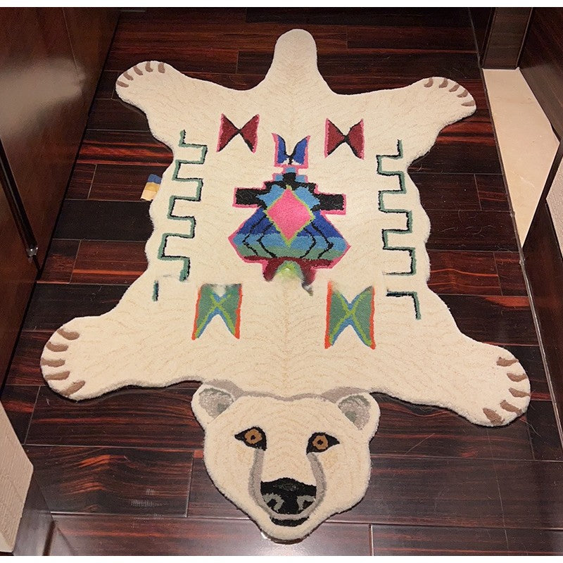 Black Bear Rug Animal Shaped Hand Tufted Rugs 80x120cm