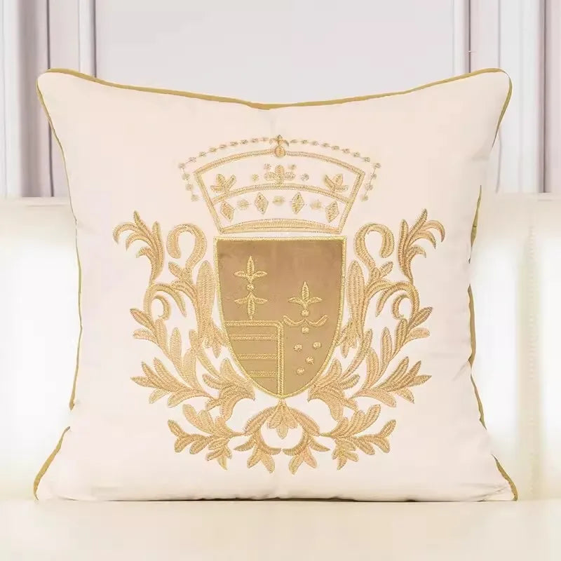 European Retro Gold Embroidered Throw Pillow Case