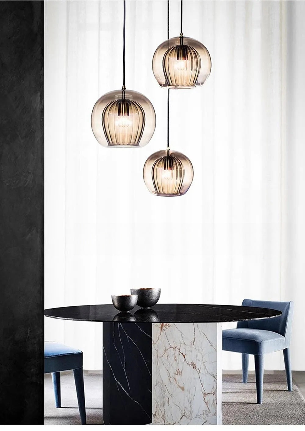 Pristine Dome Liner Glass Pendant Lights