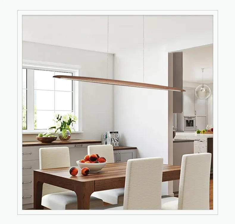 Natural Wood Linear Pendant Light