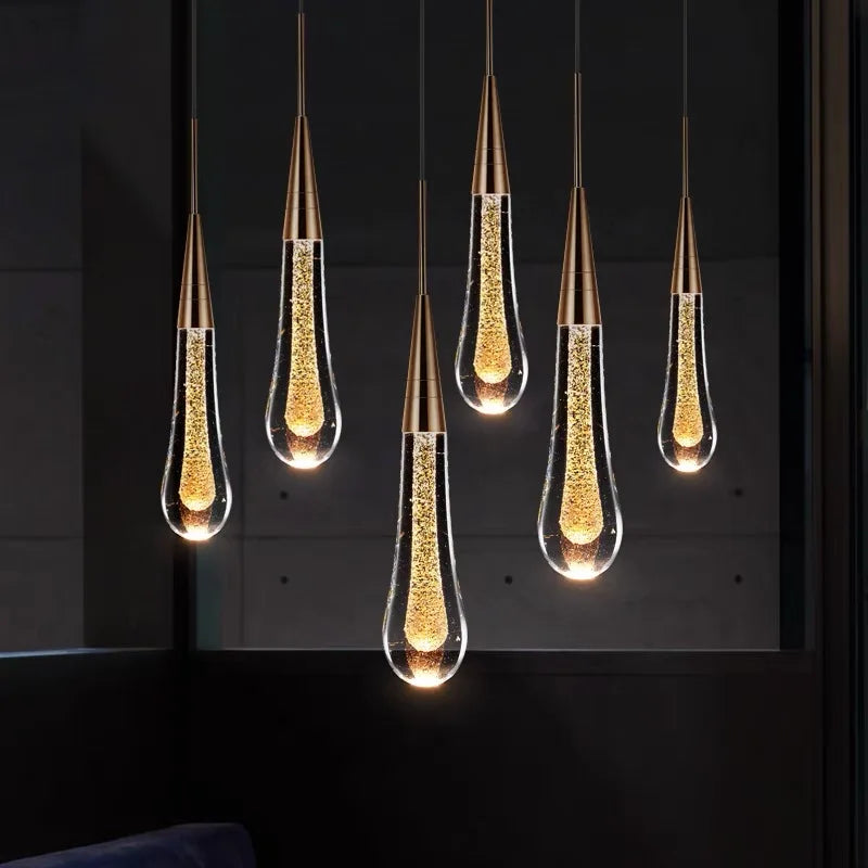 Modern Crystal Raindrop Pendant Light