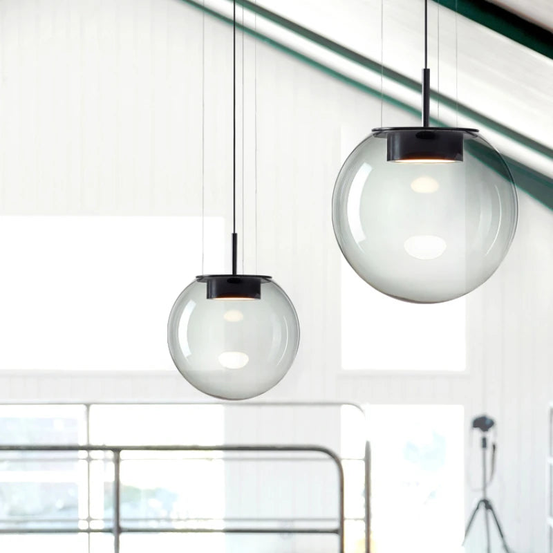 Modern Minimalist Gray Glass Pendant Light