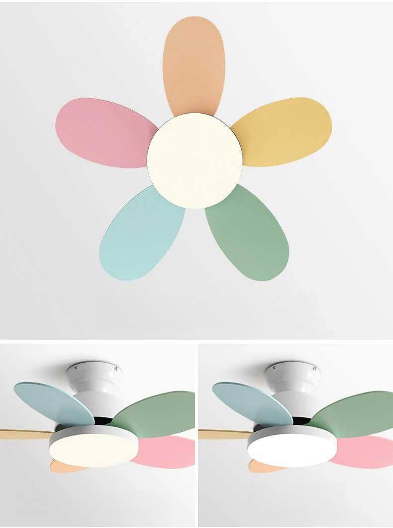 Remote-Controlled Colorful Chandelier Fan for Kids' Bedrooms