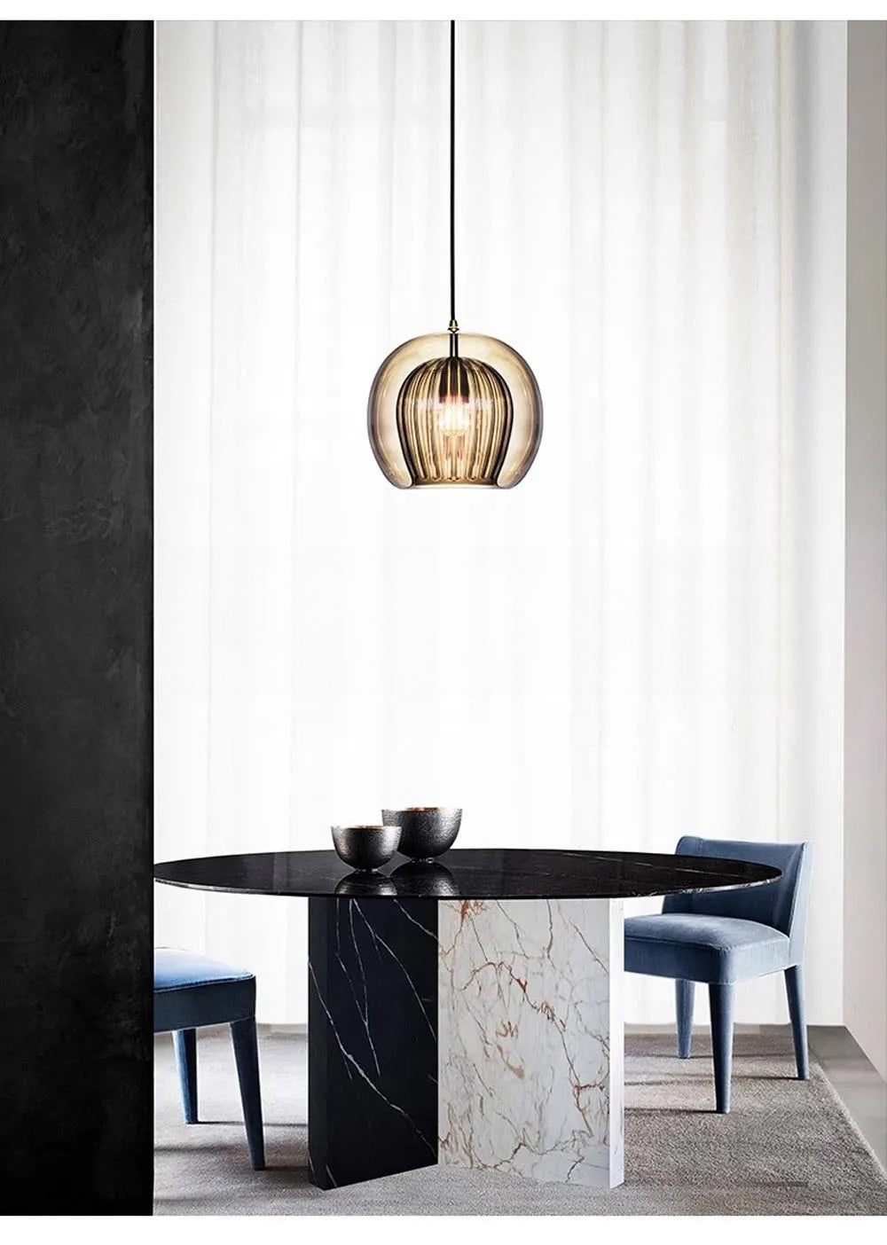 Pristine Dome Liner Glass Pendant Lights