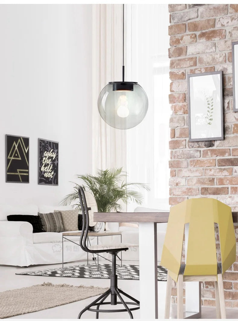 Modern Minimalist Gray Glass Pendant Light