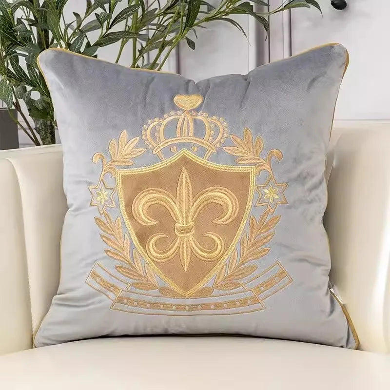 European Retro Gold Embroidered Throw Pillow Case