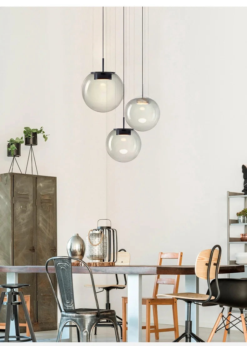 Modern Minimalist Gray Glass Pendant Light