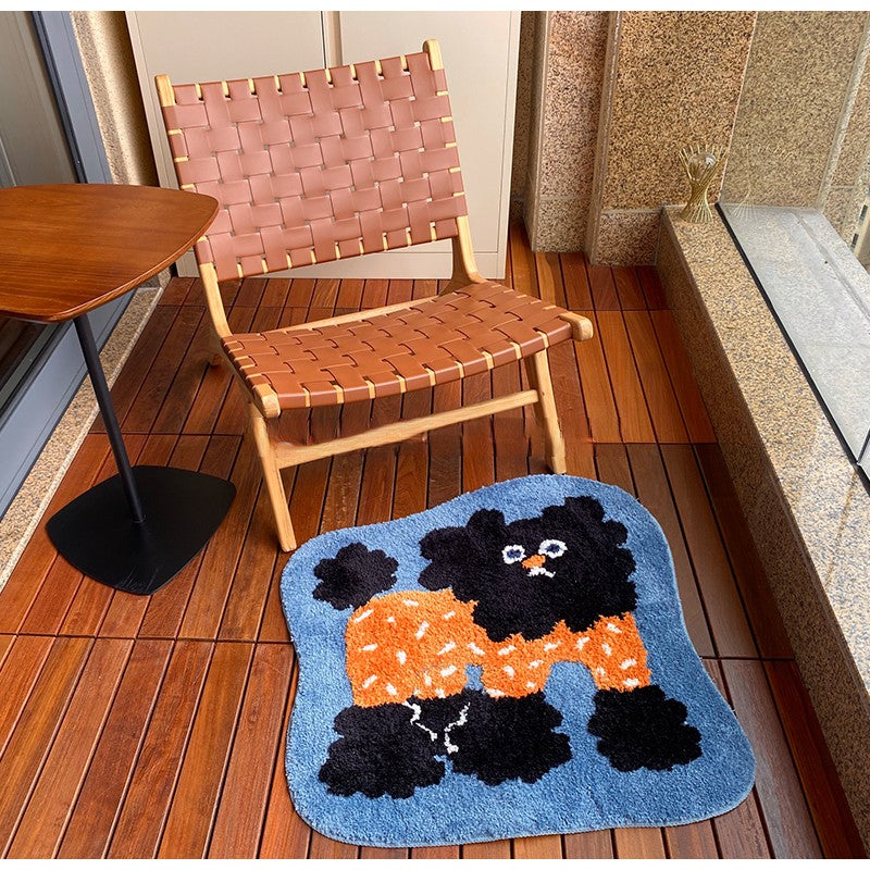 Alfombras circulares con mechones absorbentes y de felpa ultra suave con diseño de perros trenzados retro