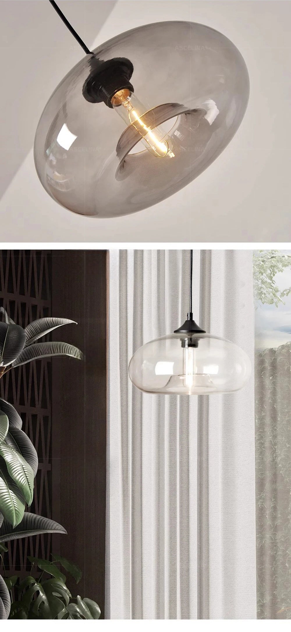 Simple Pure Oval Glass Pendant Lights