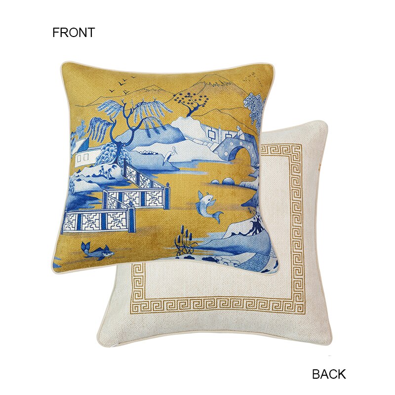 Blue Chinoiserie Victorian Throw Pillow Case 45X45cm