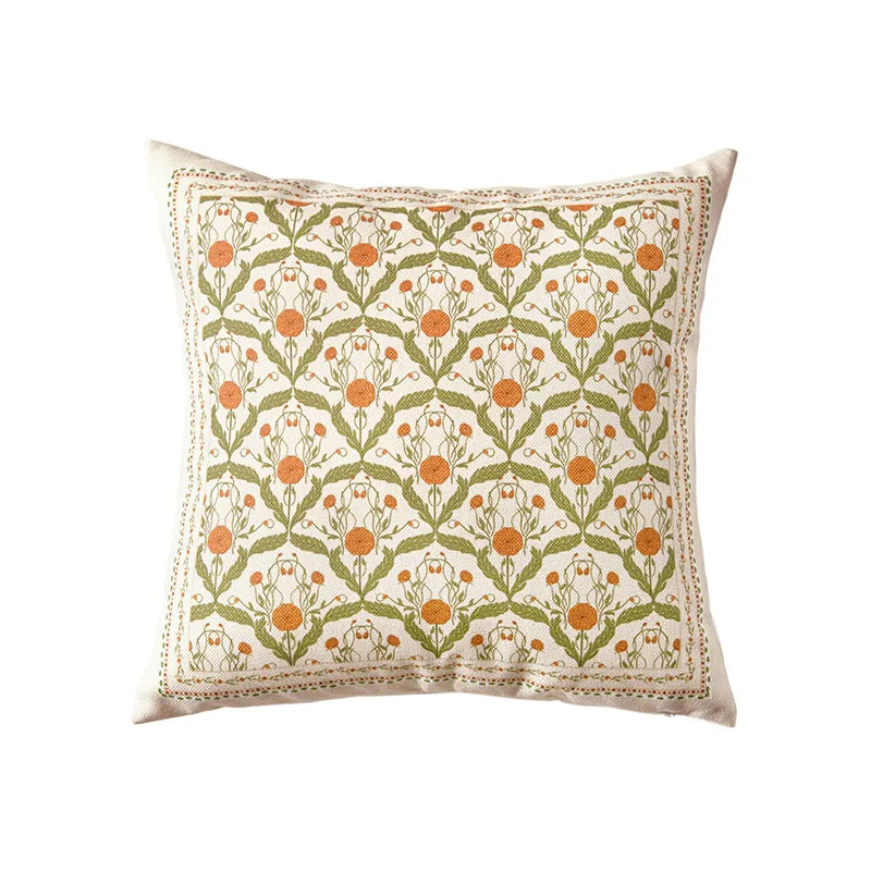 Retro Floral Throw Pillow Case