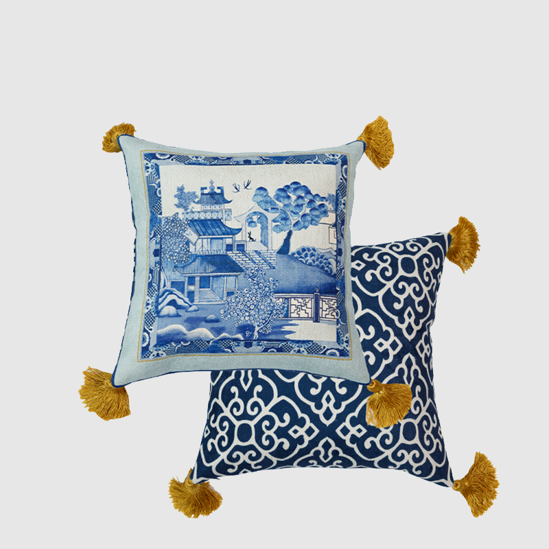 Blue Chinoiserie Victorian Throw Pillow Case 45X45cm