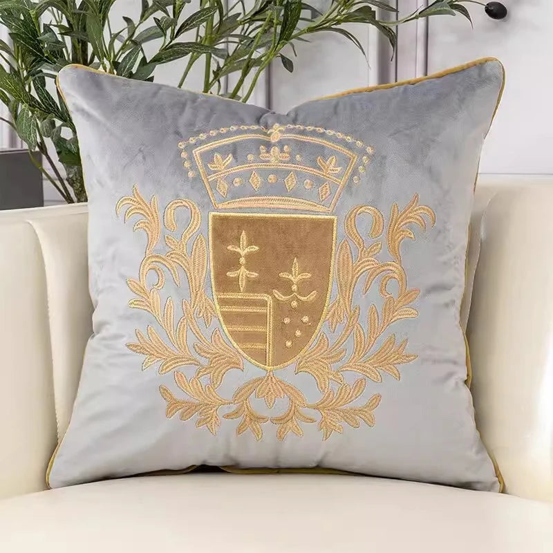 European Retro Gold Embroidered Throw Pillow Case