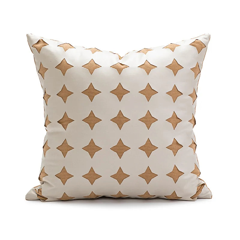 Cream Beige Brown Coffee Throw Pillow Case with Stripes