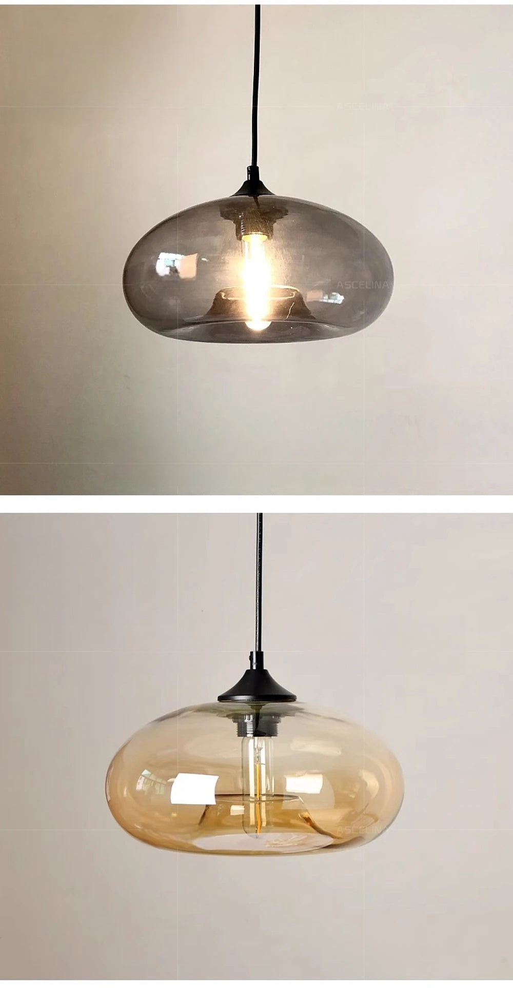 Simple Pure Oval Glass Pendant Lights