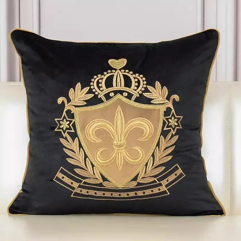 European Retro Gold Embroidered Throw Pillow Case