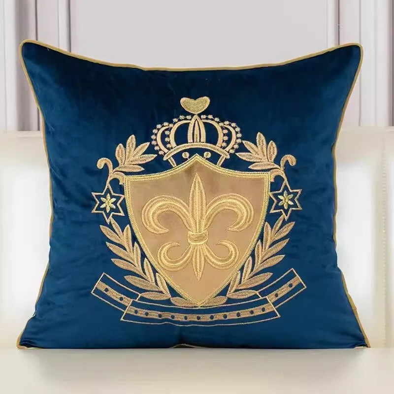 European Retro Gold Embroidered Throw Pillow Case