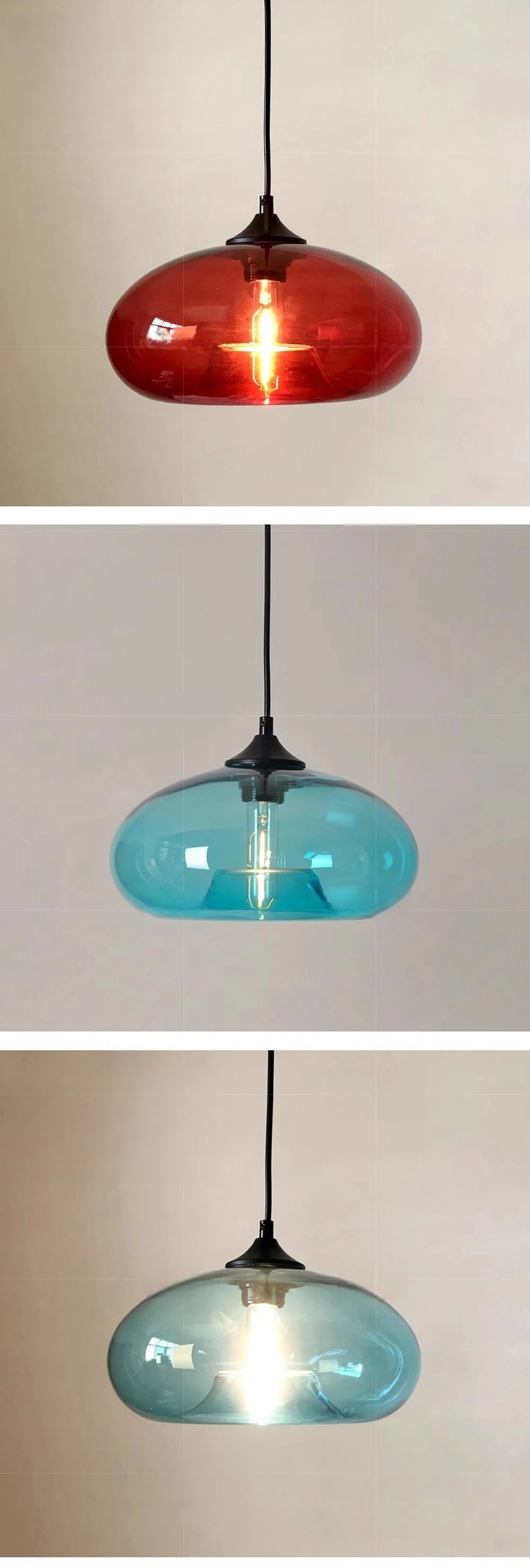 Simple Pure Oval Glass Pendant Lights