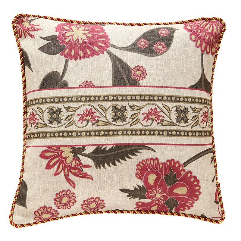 Indian Accient Mystical Birds Lumbar Pillow Case with Fringes