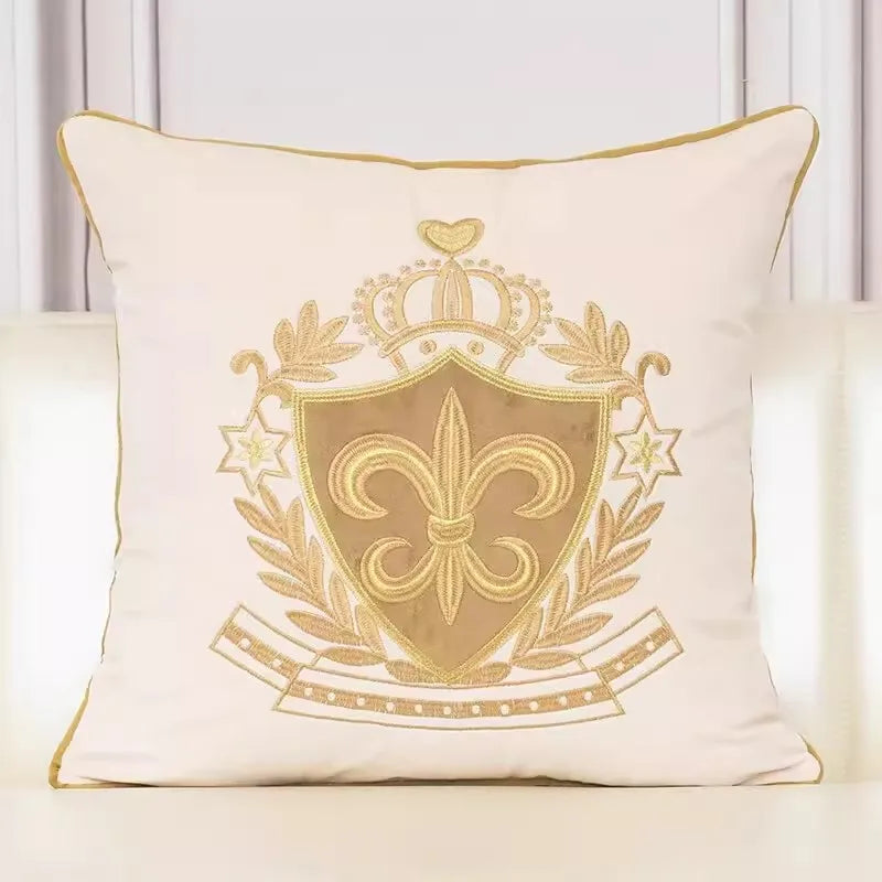 European Retro Gold Embroidered Throw Pillow Case