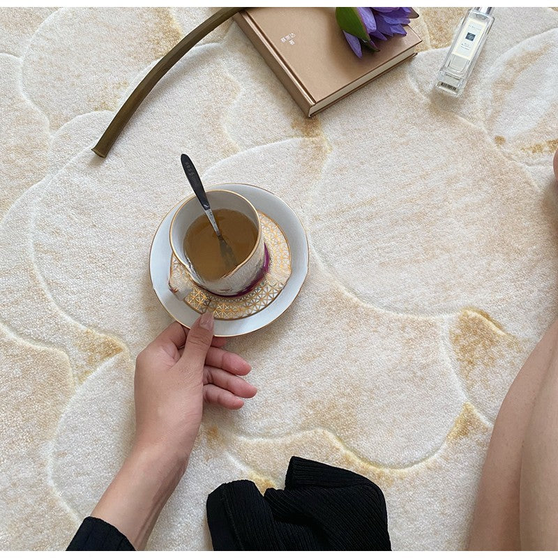 White Peony Floral Hand Carved Rugs