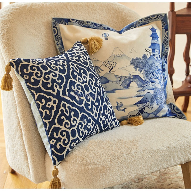 Blue Chinoiserie Victorian Throw Pillow Case 45X45cm