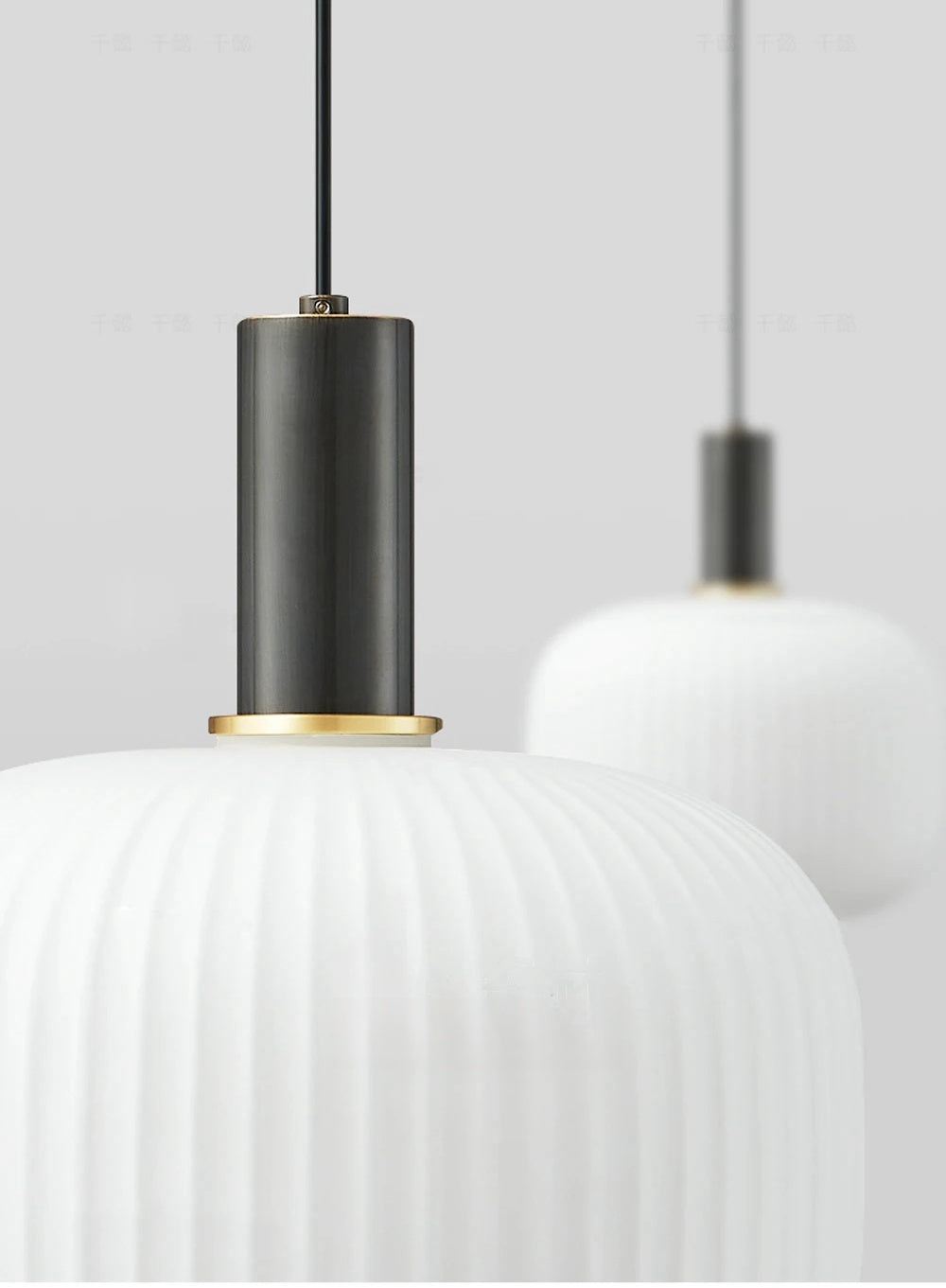 Modern Fluted Milk Glass Pendant Light, Frosted White