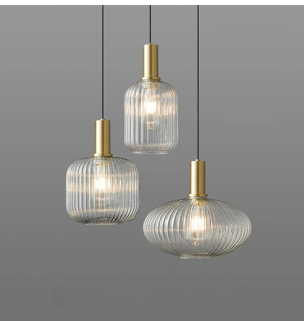 Modern Fluted Milk Glass Pendant Light, Frosted White