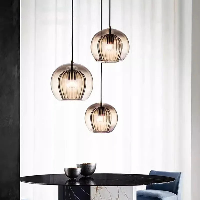 Pristine Dome Liner Glass Pendant Lights