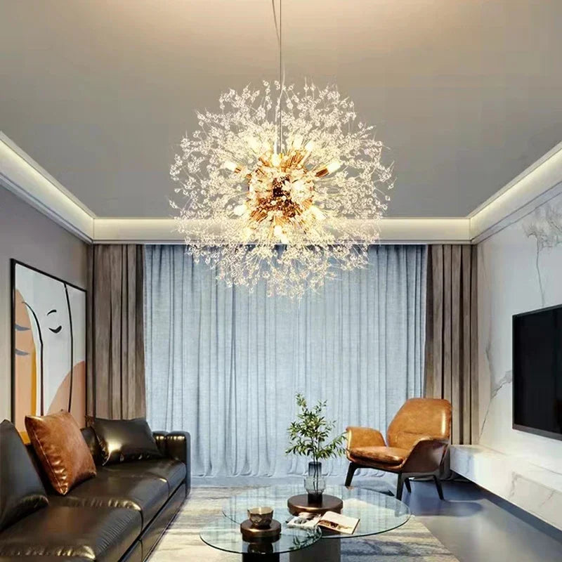 Dandelion Crystal Chandelier - Sparkling Light Fixture - Elegant ...